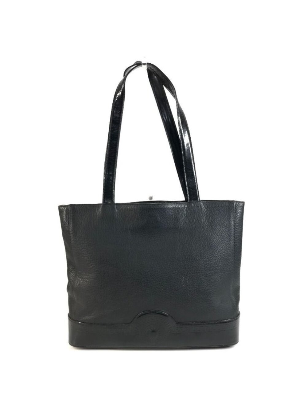 Versace Shoulder Bag Sunburst Logo Leather Black